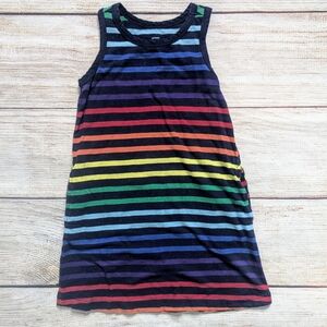 Primary Rainbow Stripe Tank Dress